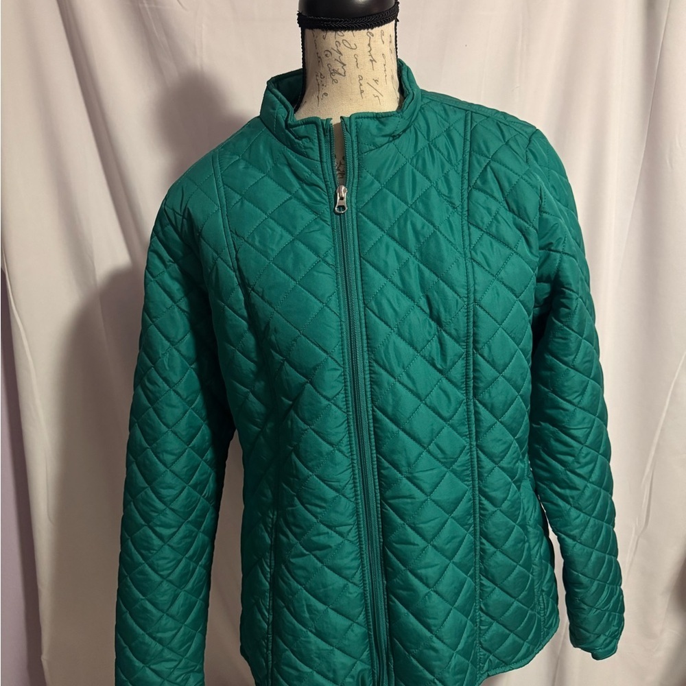 Teal Green Quilted Jacket - Picture 2 of 5